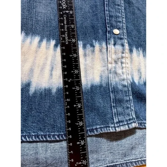 Madewell Denim Short Sleeve Tie Dye Bleach Button Down Shirt NV325 Blue XS NEW - Picture 7 of 10
